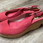 Michael Kors MICHAEL Women's Pink Suede Natalia Slingback Wedge Sandals sz 7.5 Photo 0
