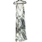 ABS Allen Schwartz  Maxi Dress Formal Low Back V Neck Silk Blend Black White 12 Photo 3