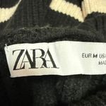 ZARA Black White Striped Rib Knit Turtleneck Long Sleeve Pullover Sweater Top M Photo 2