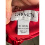 Carmen Marc Valvo Red Cold Shoulder Gold Chain Loose Fit Top Size Medium Photo 3