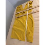 Symphony Women 1XL Yellow Sheath dress Ruffle Sleeveless Zipper Back Deep V-Neck Photo 6
