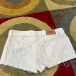 PINK - Victoria's Secret Victoria’s Secret PINK Y2K Style White Low Rise Denim Jean Shorts Frayed Size 4 Photo 3