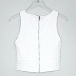 Alice + Olivia Eryn Check Jacquard Textured Knit White Exposed Zip Crop Top Photo 3