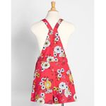 Modcloth New Candy Red Floral Dazed Summer Days Cotton Shortalls 6 Photo 1