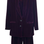 Dana Buchman  Vintage Dark Purple Velvet Silk Blend Pant Blazer Jacket Suit Set Photo 0