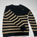 Knox Rose  Black and cream striped sweater with gold buttons #stripes Photo 0