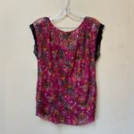 Self Esteem Vintage Y2K Sheer Floral Blouse Lace Trim Magenta L  Photo 1