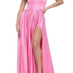 B Darlin B. Darlin V-Neck Satin Gown with Slit in Pink, for Macy's Photo 0