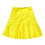 Lafayette 148 New York Yellow Linen Lace Overlay A-line Full Midi Skirt Size 12 Photo 1