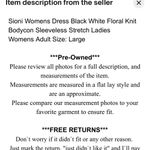 Sioni Dress Black White Floral Knit Bodycon Sleeveless Stretch. Size M Photo 4