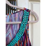 Boden Beaded Neck Tank Top Women's Multi Color Print Sleeveless Summer Size 12 Purple Photo 4