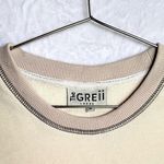 The Greii Cream Tan Gray Color Block Cropped Crewneck Sweatshirt Oversized Fit Size L Photo 2