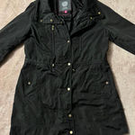 Vince Camuto Black Hooded Parka Jacket Quilted Cinch Waist Long Coat Size M Photo 0