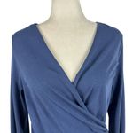 Sundance Always Right Dress Faux Wrap Womens Size L Blue Cotton Modal Midi Photo 5