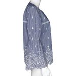 J. Crew Shirt Women Small Blue White Stripe Embroidered Bell Sleeve‎ Boho Preppy Photo 1