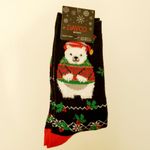 2/$15 Davco Black Socks Polar Bear Christmas 4 Photo 2