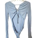 Wild Fable Target New W/o Tags Blue Ribbed Long Sleeve Open Back Bodysuit Small Photo 1