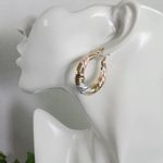 Gold Filled Tricolor Swirl Hoop Earrings Photo 3