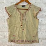 Passports Passport Embroidered Top Beige Green Size M Photo 1