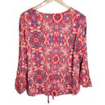 Torrid  Red Rayon Slub Tie-Front Top with oriental floral print size 2X Photo 2