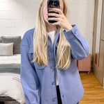 Avec Les Filles NWT  Blue Oversized Shirt Jacket Shacket Fall Patch Pocket Coat Photo 0