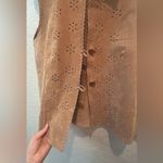 Coldwater Creek Womens Large Leather Vest Tan Cut Outs Coastal Cowgirl Western Photo 2
