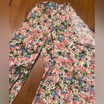 ZARA Floral Print Puff One Shoulder Ruching Sleeve Cotton Top Shirt Size XS Photo 8