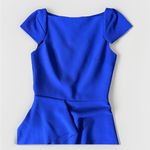 $1165 Roland Mouret Aldingham AsymmetricCrepe Peplum Blue Dress NET Photo 6