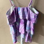 Purple/Blue Marble Tiered Ruffled Swim Suit Top Size M EUC Purple Size M Photo 4