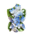 Vintage made in England Blue & White Floral Porcelain Brooch With Gold Photo 0