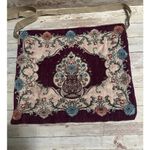 Oriental Crossbody Bag Adjustable Strap Purple Velvet Metallic Purse Photo 1