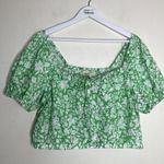 Universal Threads Universal Thread Green & White Floral Cotton Cropped Top Summer Large New Photo 0