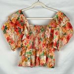 Gilner Farrar Leah Floral Square Neck Square Sleeves Blouse Medium Pink Photo 2