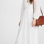 The Great Swiss Dot Floral Lace Trim Long Sleeve Maxi Dress White Size 0 Photo 0