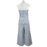 Sugar Lips Blue White Striped Strapless Bandeau Twist Wide Leg Jumpsuit Size S Photo 2