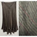 Ralph Lauren Lauren 100% Silk Maxi Skirt Size 10 Brown Duck Plaid Whimsigoth Y2K Photo 2