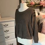 Pink Rose  Brown Acrylic Sweater Cropped Crewneck Comfy Womens Medium Photo 3