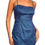 Lulus  Bodycon Dress Glitter Sparkle Party‎ Cocktail Mini Dress Blue Size S NWT Photo 0