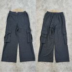 Mango MNG Wide Leg Cargo Pockets Knitted Pants Pull On in Dark Heather Grey S Photo 3