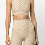 ANINE BING ‎ Logo Print Beige Workout Set Photo 0