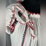 Wrangler  Women’s White Blue Red Embroidered Boho Pheasant Off Shoulder Top XL Photo 5