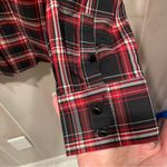Talbots Cute plaid ruffle jeweled button blouse stretch black red holiday Photo 7