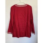 Talbots 100% Linen Tunic Shirt Popover Red Womens Size Medium Resort Beach Photo 4