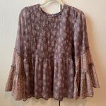 American Eagle Mixed Print Purple Peplum Top Photo 0