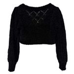 Altar'd State Altar’d State Long Sleeve Cropped Chenille 3 Button Cardigan Black Size Small Photo 4