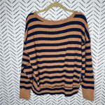 Aerie  Offline Oversized Waffle Shirt Striped blue tan Medium Photo 1