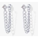 Boutique Solitaire Curb Chain Drop Earrings | White Gold Filled‎ Photo 4