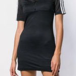 Adidas Fiorucci Collaboration Black Striped Short Sleeve Zip Collar Dress L Size L Photo 0