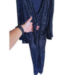 Skies Are Blue Long Sleeve V-Neck Sequin Navy Blue Jumpsuit Small Glam Event Photo 5