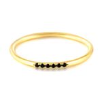 Boutique NEW‎ Women's Dainty 14k Gold Plated S925 Black Melee Diamond Ring Size 7 Photo 5